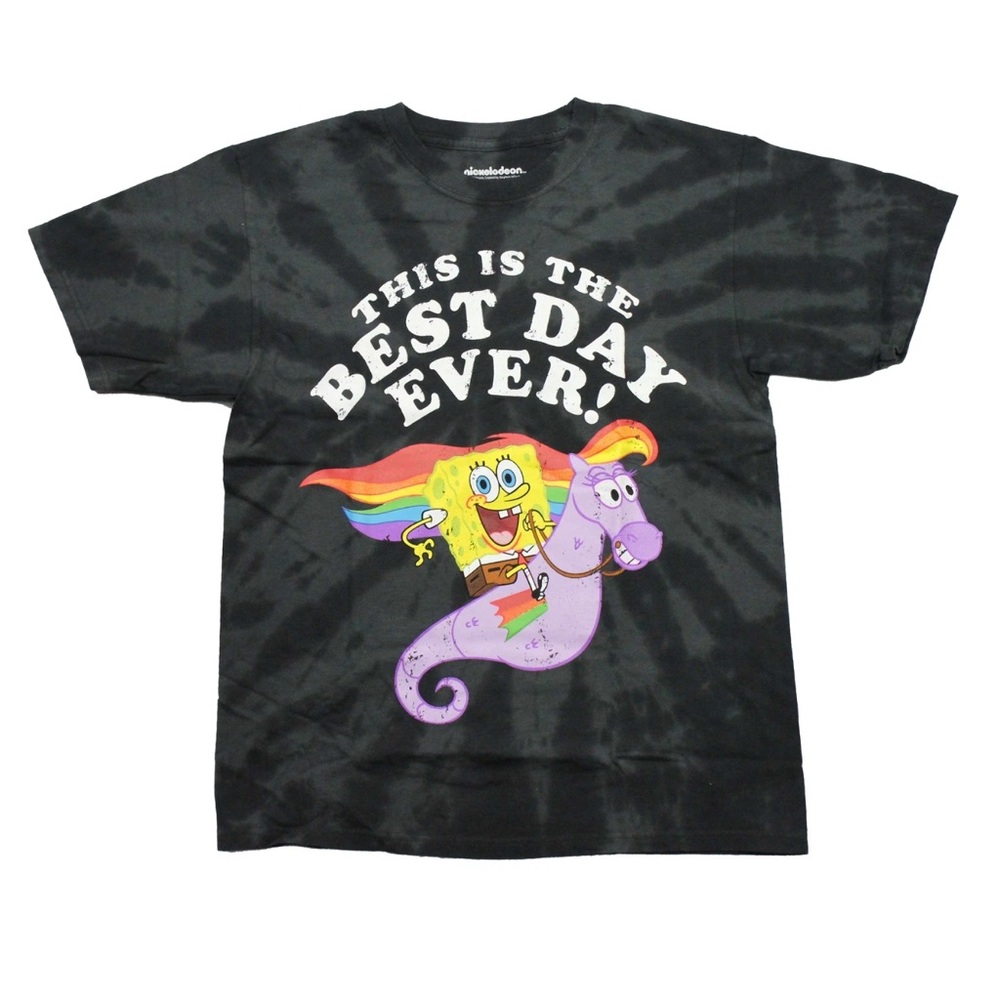 Nickelodeon Black Tie-Dye SpongeBob T-Shirt size Large Brand New Sealed